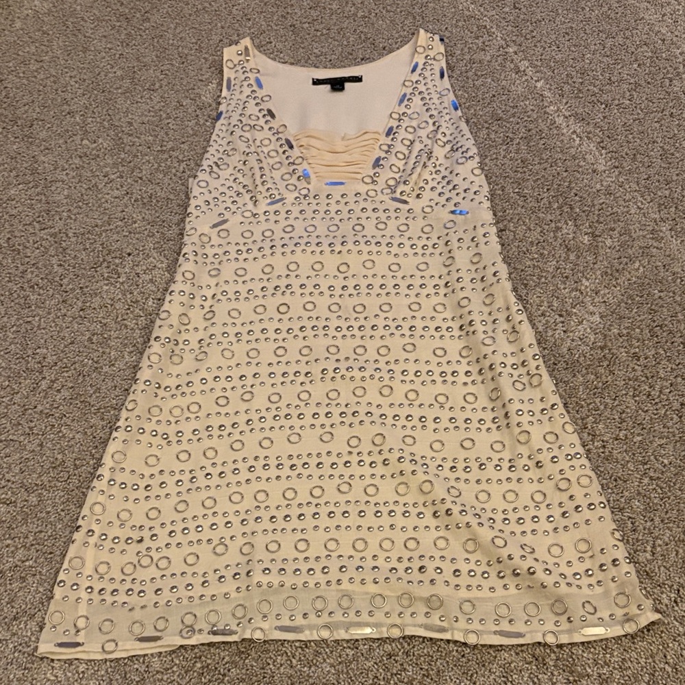 Sheri Bodell Cream and Silver Embellished Dress
